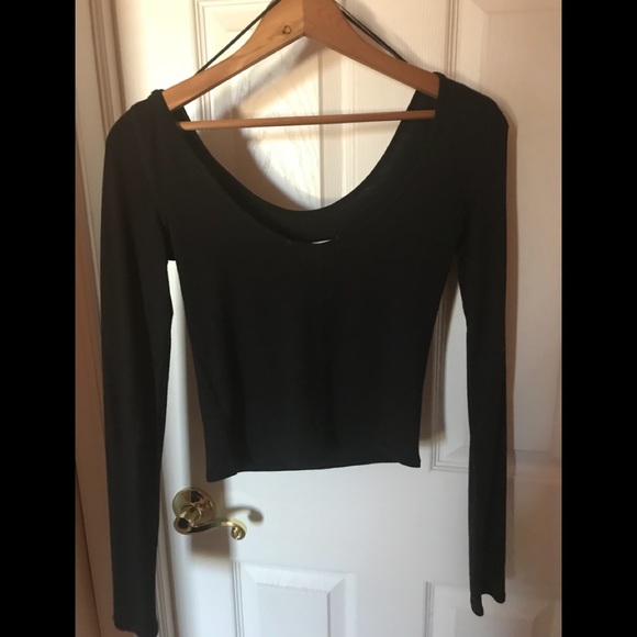 Aeropostale Tops - AERO | Black crop scoop neck long sleeve top